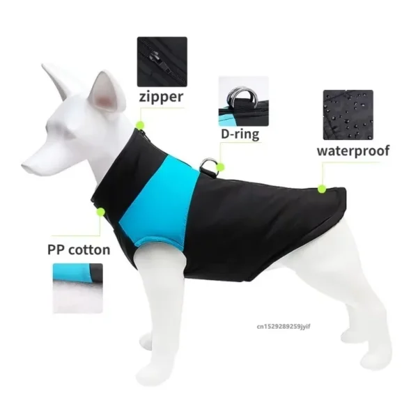 Waterproof Warm Dog Clothes Pet Coat Winter Vest Padded Zipper Jacket Dog Clothing for Small Medium Big Dogs Outfit – Bild 3
