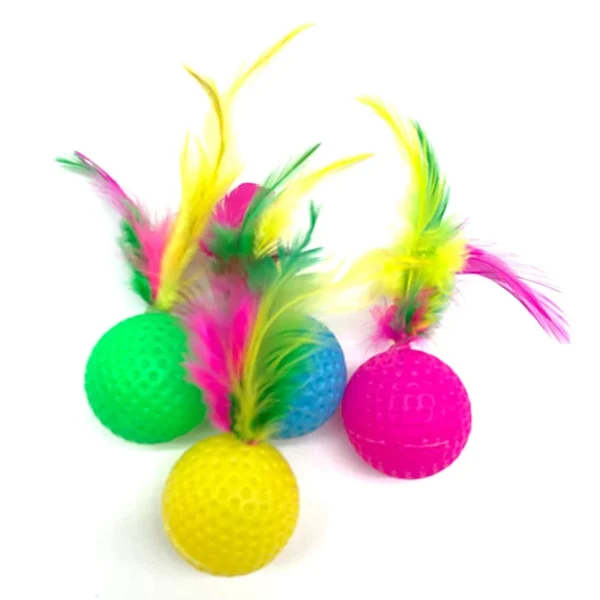 10pcs Mixed Funny Plastic Golf Ball with Feather Cat Toy Interactive Kitten Cat Teaser Ball Toy Pet Supplies – Bild 5