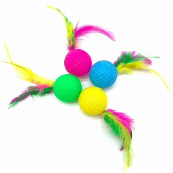 10pcs Mixed Funny Plastic Golf Ball with Feather Cat Toy Interactive Kitten Cat Teaser Ball Toy Pet Supplies – Bild 4