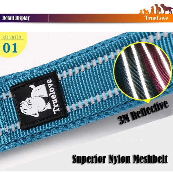 Truelove Soft Dog Pet Leash in Harness and Collar Reflective Nylon Cat Mesh Walking Training 11 Color Length 110cm TLL2111 - Image 2