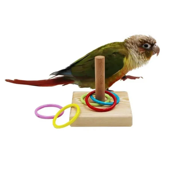 Wooden Bird Toy Parrot Platform Plastic Ring Intelligence Development Parrot Training Toy Bird Chew Bird Toy Puzzle Pet Supplies – Bild 2