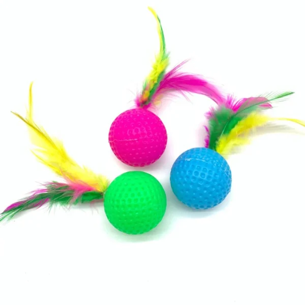 10pcs Mixed Funny Plastic Golf Ball with Feather Cat Toy Interactive Kitten Cat Teaser Ball Toy Pet Supplies – Bild 3