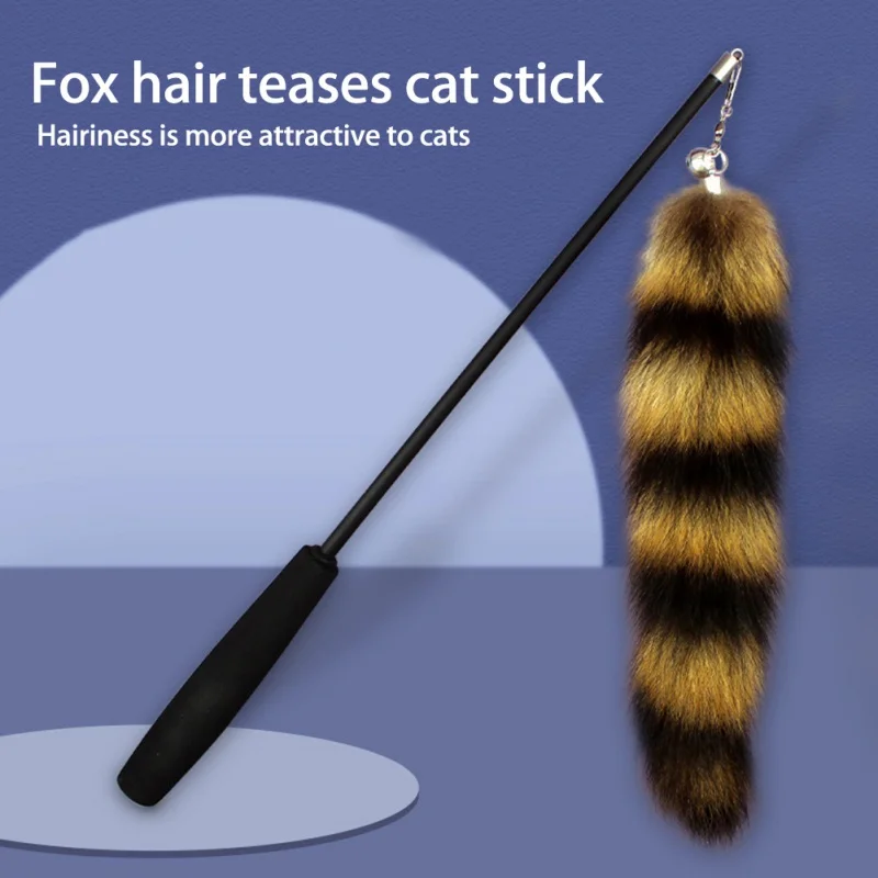 Funny Pet Cat Stick Fox Hair Replacement Head Good Toughness Feather Stick Cat Toy - Imagen 6