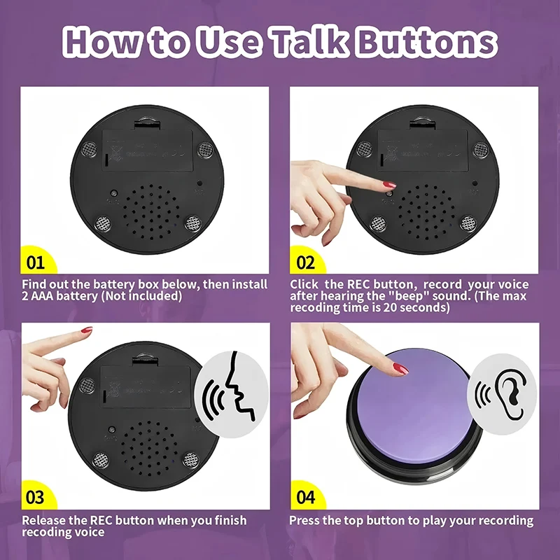 Dog Communication Buttons Voice Recording Button for Pet Training Buzzer 30 Second Record Playback Funny Gift for Talking - Imagen 4