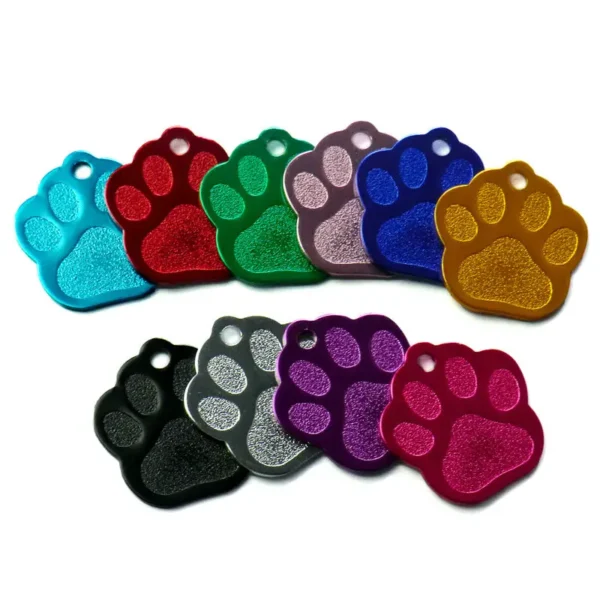 Wholesale 100Pcs Paw Pet Dog ID Tag Custom Engraved Name Plate Phone Dogs ID Tags Personalized Aluminum Pet Pendant Key Chain - Image 3