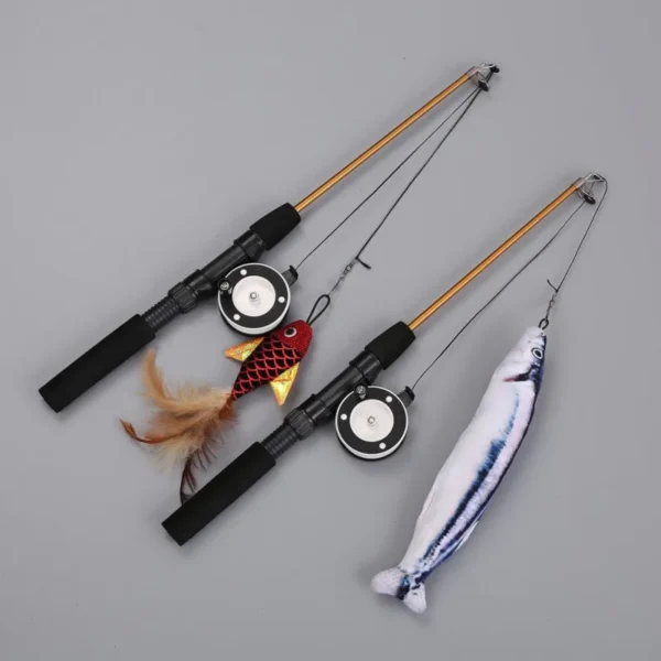 Retractable Cat Toy Fish Type Telescopic Feathers Funny Cat Stick Toys Pet Toy for Kitten Cat Rods Simulation Fishing Rod - Image 3