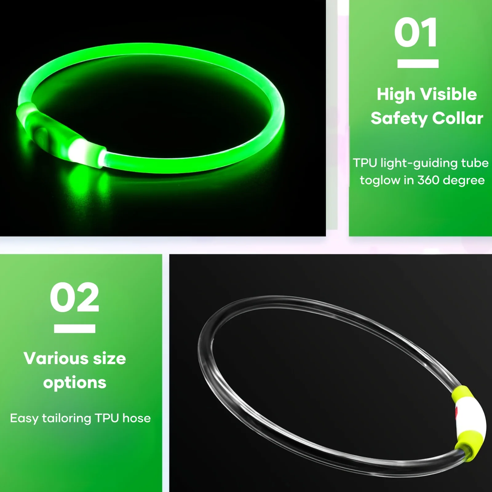Pet Dog LED Light Collar Luminous Anti-Lost Dog Collar USB Rechargeable Dog Necklace Collar — изображение 4