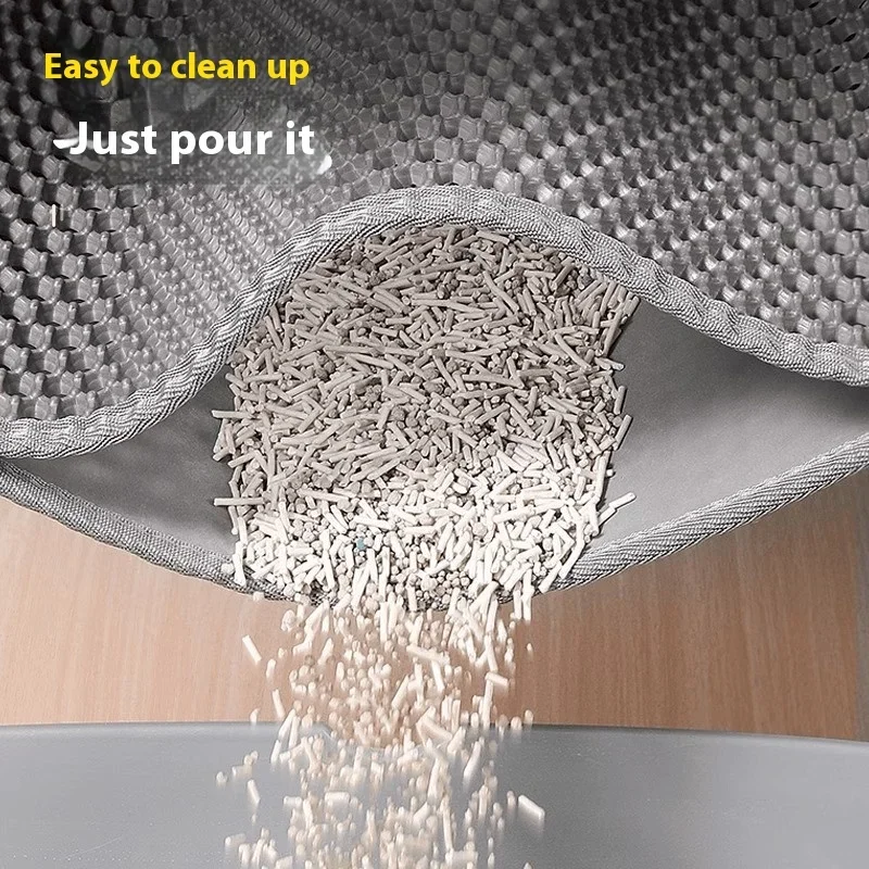 Premium Large Cat Litter Mat 90x60CM Waterproof Double Layer Litter Trapper Non-Slip Washable Pet Toilet Pad Sand Control – Bild 4