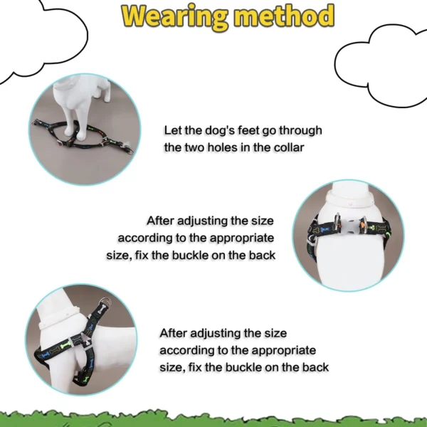 1PC Colorful Bone Tripod Pet Dog Harness For Indoor And Outdoor Use – Image 4