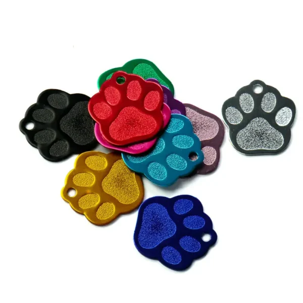 Wholesale 100Pcs Paw Pet Dog ID Tag Custom Engraved Name Plate Phone Dogs ID Tags Personalized Aluminum Pet Pendant Key Chain - Image 4