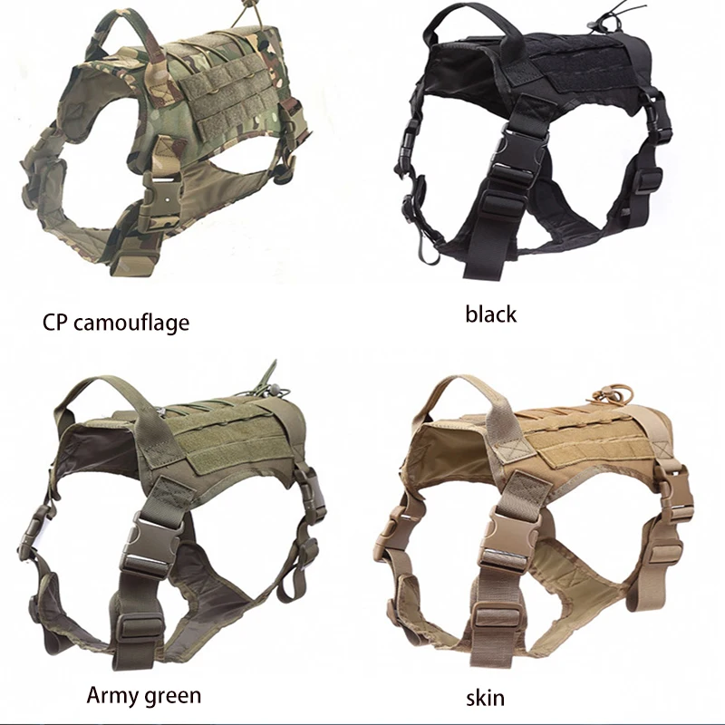 Tactical Dog Harness Military Training K9 Padded Quick Release Vest Pet Training Dog Harness For Set Small Medium Large Dogs - Imagen 3