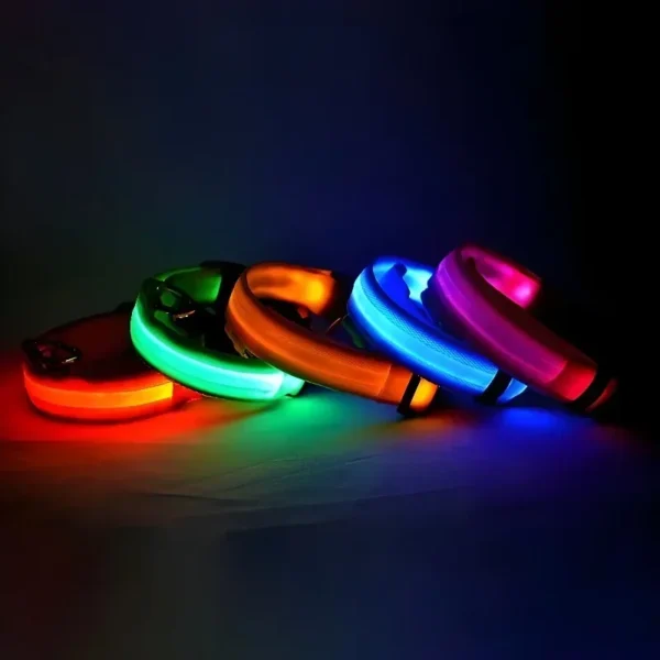 Dog Collar Nylon LED Night Safety Flashing Glow In The Dark Pet Dog Leash pet Dogs Luminous Fluorescent dog accessories collar - Imagen 6