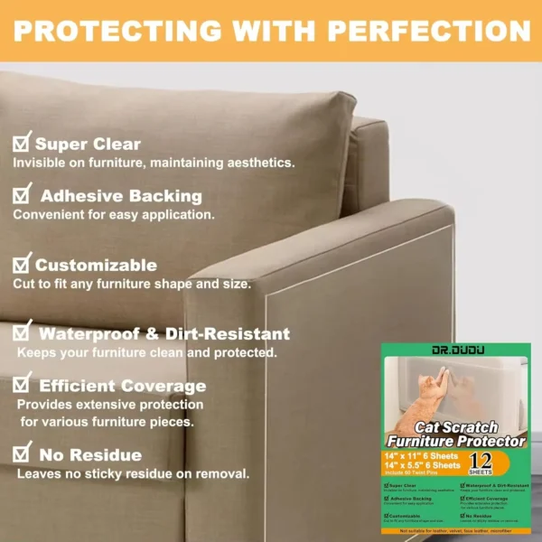 Cat Scratch Deterrent Tape Furniture Protectors From Cats Transparent Self-Adhesive Pet Training Tape for Sofa Furniture Sticker - Image 3