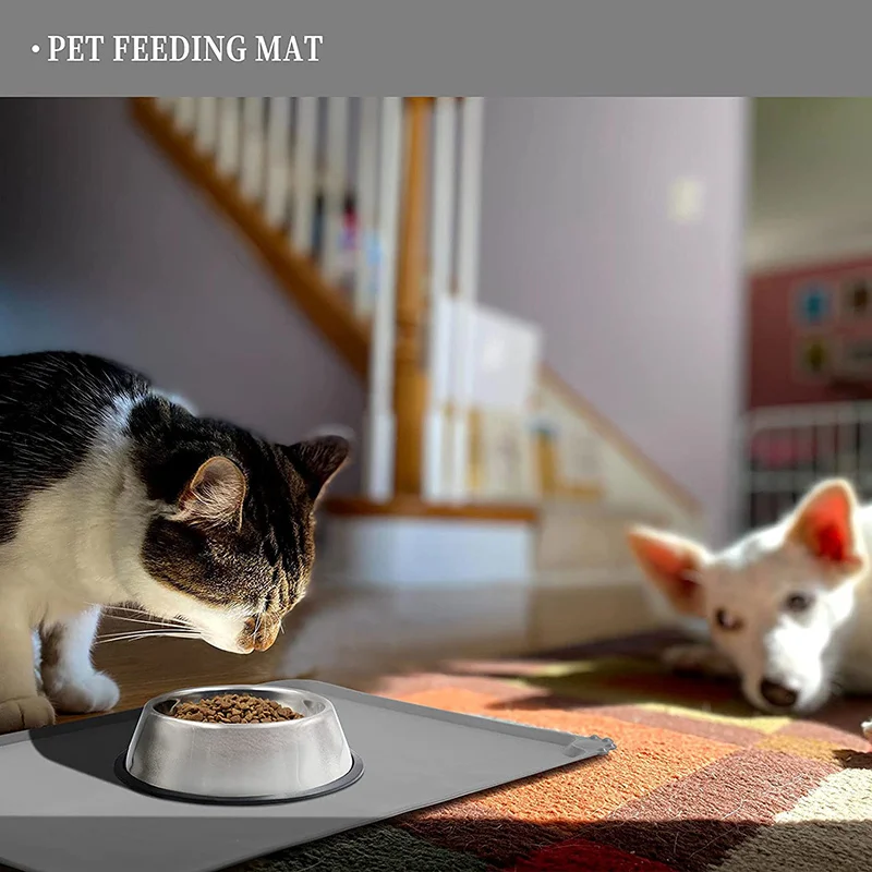 Pet Bowl Food Mat Silicone Dog Cat Feeding Mat Non-Stick Waterproof Pet Food Feeding Pad Pet Feeder Tray Water Cushion Placemat - Imagem 5