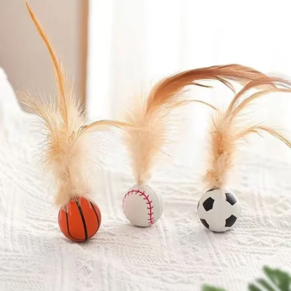 3pcs Cat Interactive Toys Caterpillar Elastic Ball with Feater Cat Toy Ball Pet Puzzle Teasing Cat Interactive Toy Supplies - Imagen 3
