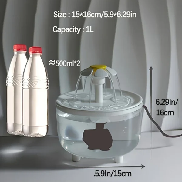 USB Electric Mute 1L Pet Water Fountain Automatic Cat Drink Bowl Filter Pet Drinking Dispenser Drinker For Cats Water Filter - Image 2