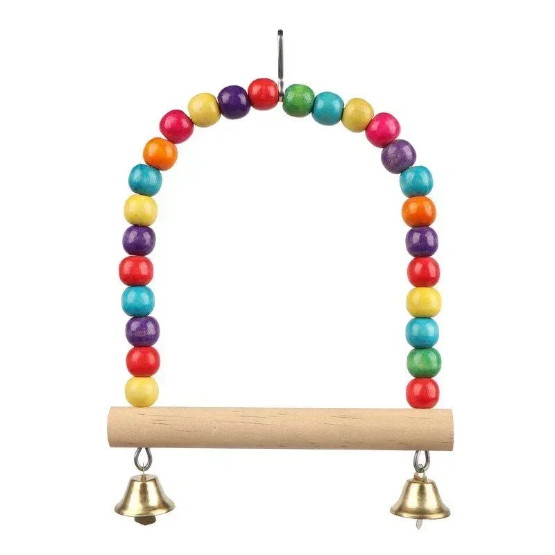 Pet Toy Bird Swing Toys Parrot Wooden Swing Stand Pet Supplies(S:12x15cm/ L:18*22cm) - Image 4