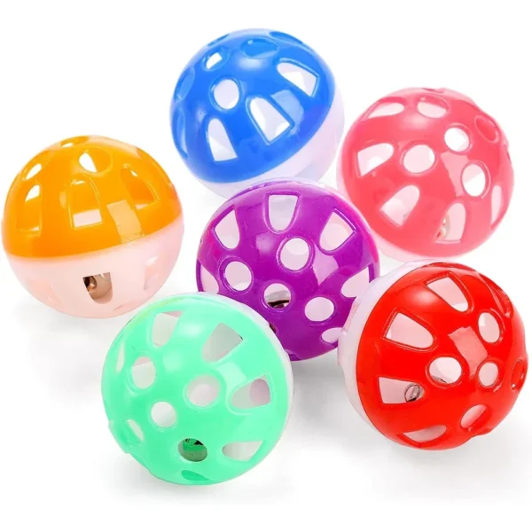 6/100Pcs Cat Toy Balls Pet Cat Kitten Play Plastic Balls with Jingle Bell Pounce Chase Rattle Toy Cat Toys Bulk Random Color - Image 3
