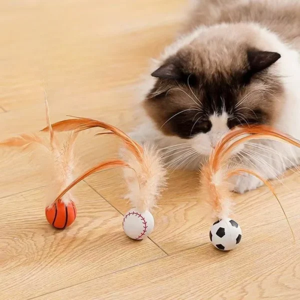 3pcs Cat Interactive Toys Caterpillar Elastic Ball with Feater Cat Toy Ball Pet Puzzle Teasing Cat Interactive Toy Supplies - Imagen 2