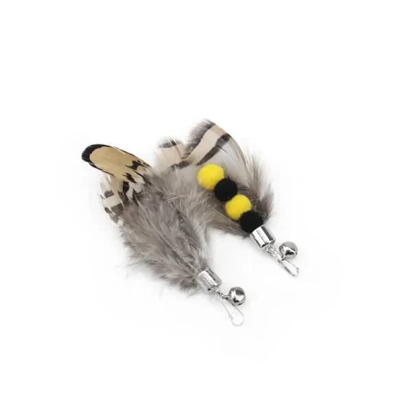 6pcs Mix Simulated Insect Accessories Cat Teaser Stick Feather Replacement Head Interactive Kitten Pet Toy - Image 4
