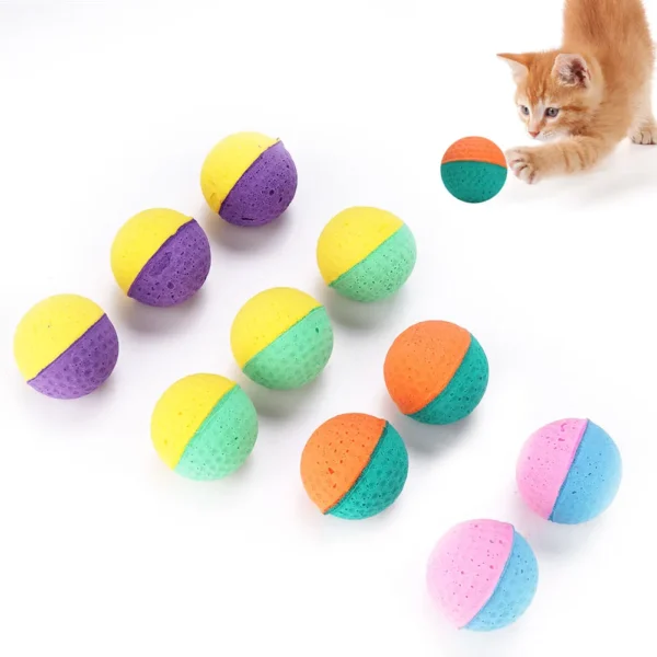 10Pcs Cat Latex Balls Cat Colorful Cat Play / set Colorful Pet Cat Kitten Play Latex Balls Cat Play Chew Soft Toy - Imagen 3