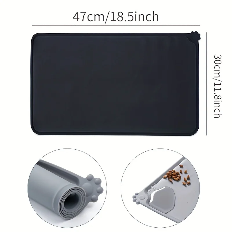 Pet Bowl Food Mat Silicone Dog Cat Feeding Mat Non-Stick Waterproof Pet Food Feeding Pad Pet Feeder Tray Water Cushion Placemat - Imagem 2