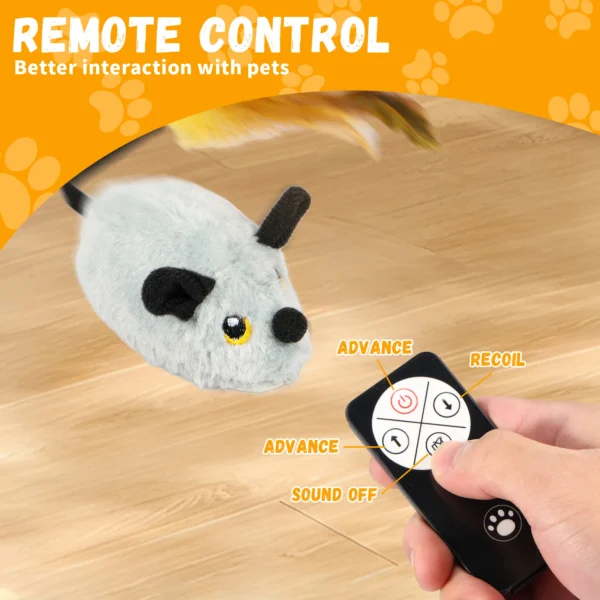 Cat Mouse Interactive Plush Toys LED Glow Electric Telecontrol Auto Rechargeable Pet Moving Mice Toy Realistic Kitten - Image 3