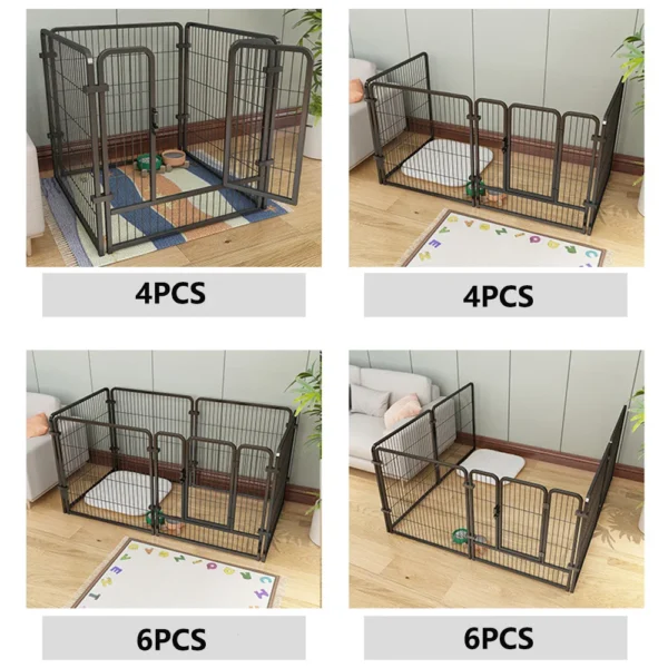 4/6 Panels Dog Fence Playpen Foldable Puppy Exercise Kennel Teddy Animal Escape Barrier Heavy Duty Cage for Dog Cat Rabbit Pet — изображение 5