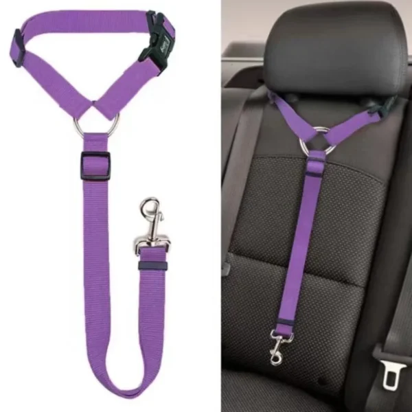 Solid Color Two-in-one Pet Car Seat Belt Nylon Lead Leash Backseat Safety Belt Adjustable Dogs Harness Collar Pet Accessories - Image 2