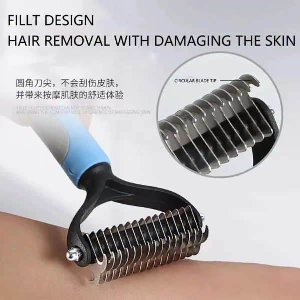 Professional Pet Deshedding Brush 2 Sided Dematting Dog Comb Cat Brush Rake Puppy Grooming Tools Undercoat Shedding Flying Hair — изображение 5