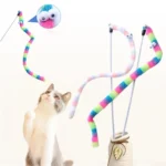 Cat Toy Teaser Wand Toy with Feather Bells Funny Caterpillar Colorful Rod Teaser Cat Teaser Boredom Relief Toys Pet Supplies