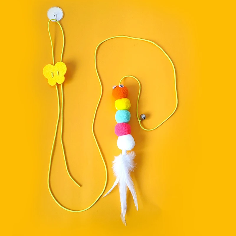 Pet Cat Toys Funny Stick Kitten Self -hi Elastic Rope Dragonfly Shape Feather Bell Teasing Stick Hanging Swing Thousands – Image 3