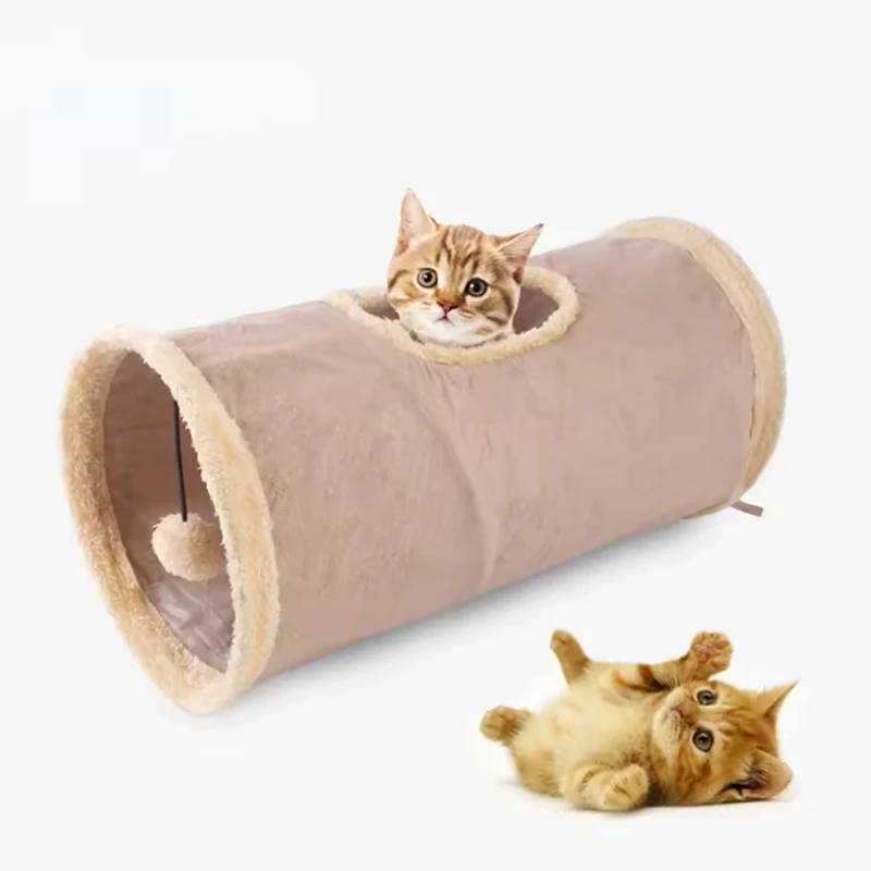 Pet cat plush tunnel foldable suede channel toy for self entertainment and relaxation cat toy suitable for cats to play at home — изображение 3