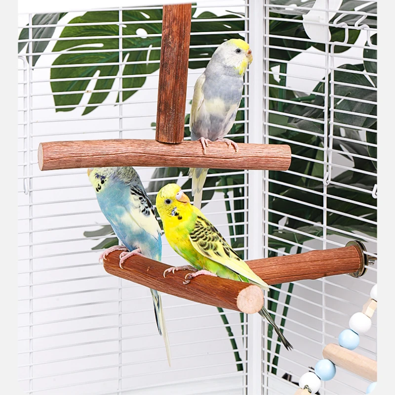 Natural Fruit Tree Parrot Pole Toy T-shaped Bird Cockatiel Parakeet Perches Bite Claw Grinding Toy Bird Cage Accessories Pet To - Imagem 4