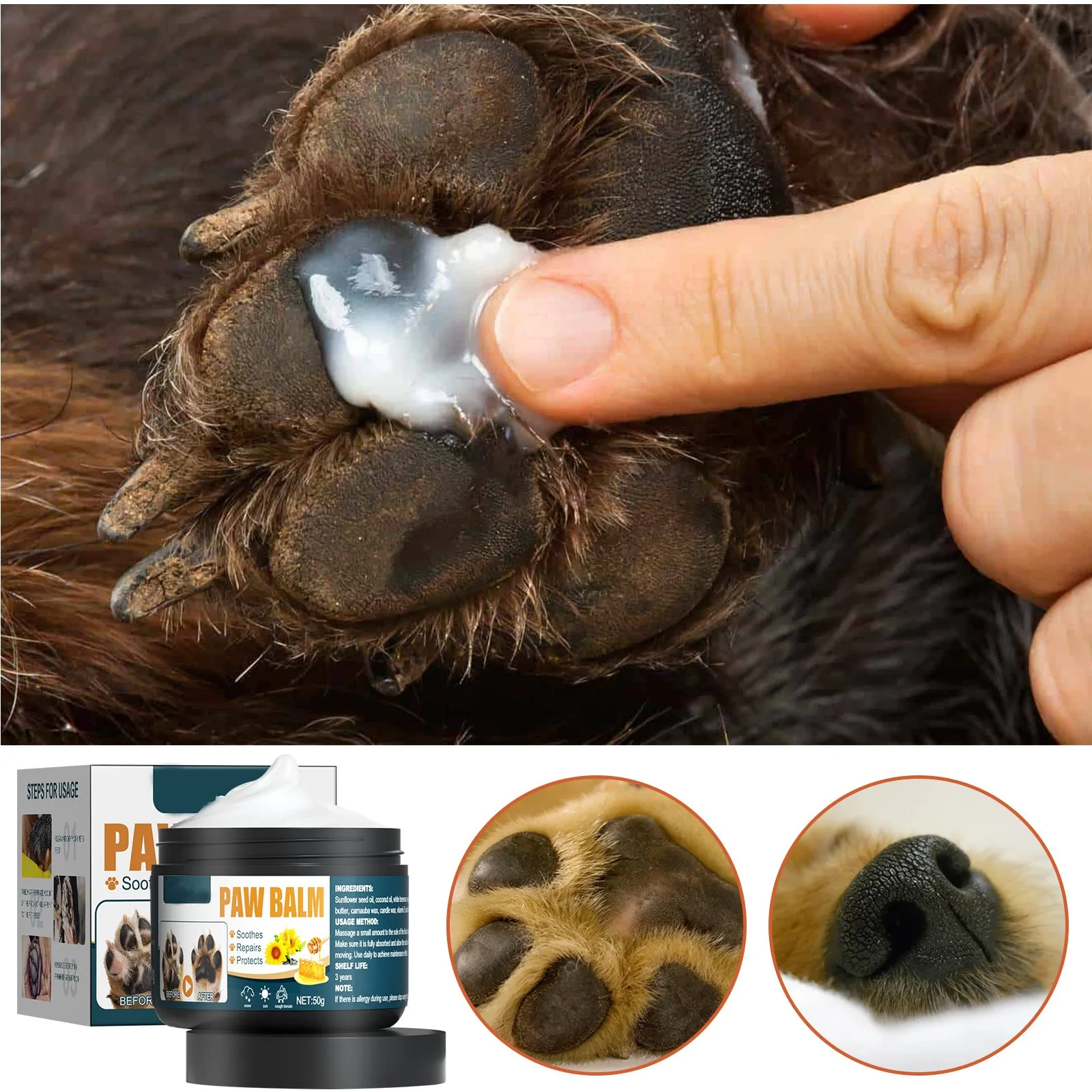 Pet Paw Balm Natural Pet Care Soother Cream Cat Dog Foot Moisturizer Repair Dry Cracking Skin Household Winter Paw Pad Care Balm - Image 4