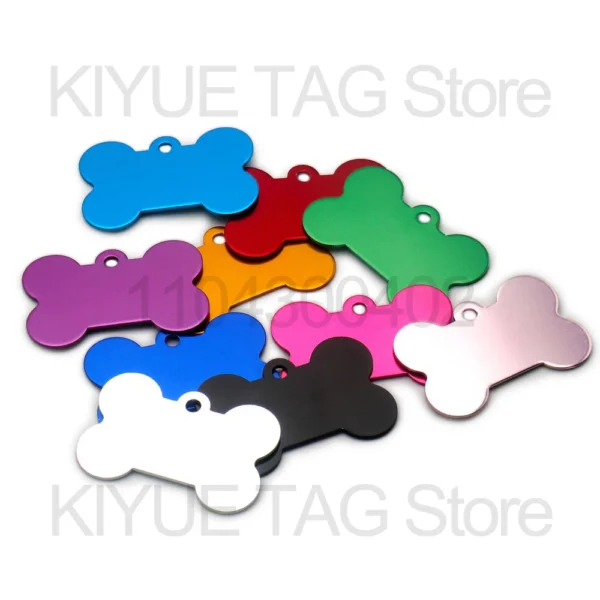 Wholesale 100Pcs Pet Dog ID Tag Bone Shape Aluminium Puppy Cat Collar Accessories Customized DIY Engraving Name Necklace Jewelry - Image 4