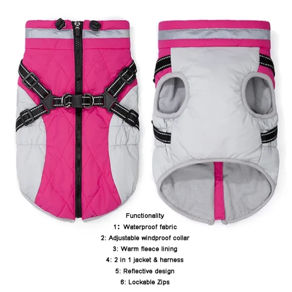 Waterproof Pet Jacket With Harness Winter Warm Dog Clothes for Small Large Dogs Labrador Coat Chihuahua French Bulldog Outfits - Image 5