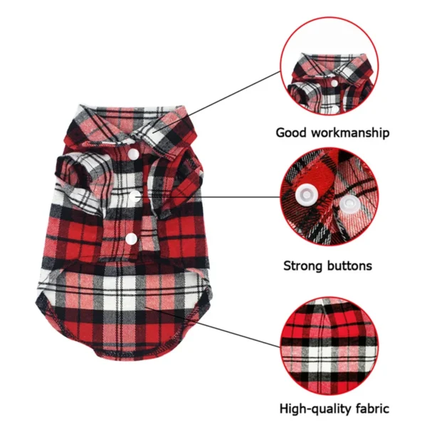 Stylish Plaid Shirt Coat for Small Dogs and Cats - Keep Your Pet Looking Cute and Cozy - Image 4