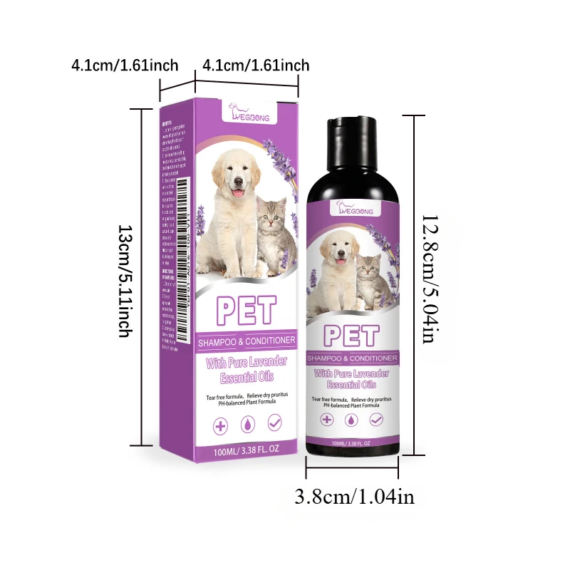 Pet Shampoo Flea Killer Hair Softening Relieve Itching PH Balanced Cleaning Natural Long-lasting Fragrance Mite Removal Dirt – Bild 6