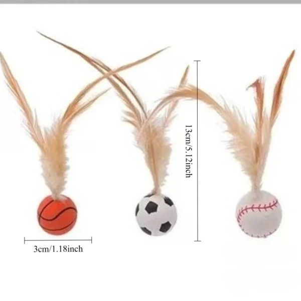 3pcs Cat Interactive Toys Caterpillar Elastic Ball with Feater Cat Toy Ball Pet Puzzle Teasing Cat Interactive Toy Supplies - Imagen 5