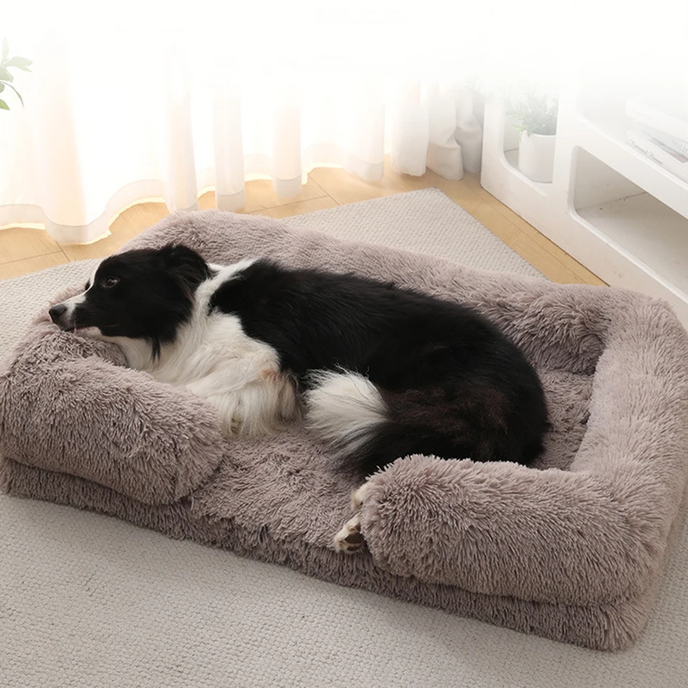Half Surround Dog Bed Soft Square Pet Cat Sofa Full Filling Medium Pet Dog Kennel Plush Cat Cushion House