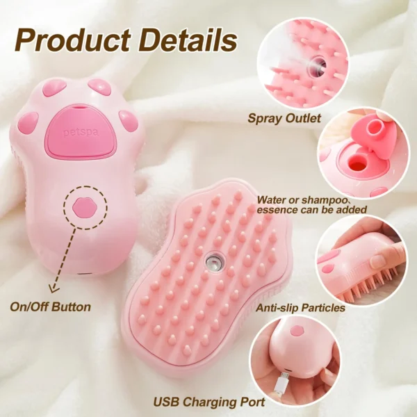 3 in 1 Pet Brush Cat Steam Brush Comb Dog Brush Electric Spray Cat Hair Brushes Massage Pet Grooming Hair Removal Combs - Imagen 6