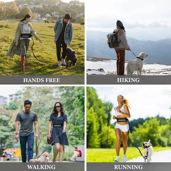 Hands Free Dog Leash Reflective Leash with Waist Bag Retractable Elastic Belt Dog Traction Rope for Running Walking Pet Products - Image 5