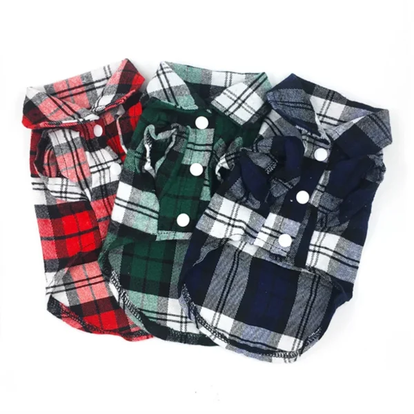 Stylish Plaid Shirt Coat for Small Dogs and Cats - Keep Your Pet Looking Cute and Cozy - Image 2