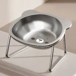 Stainless Steel Cat Bowls Raised Whisker Fatigue Relief Cat Plates Pet Water Dish Kitten Bowls Pet Bowls for Cats Food Bowls