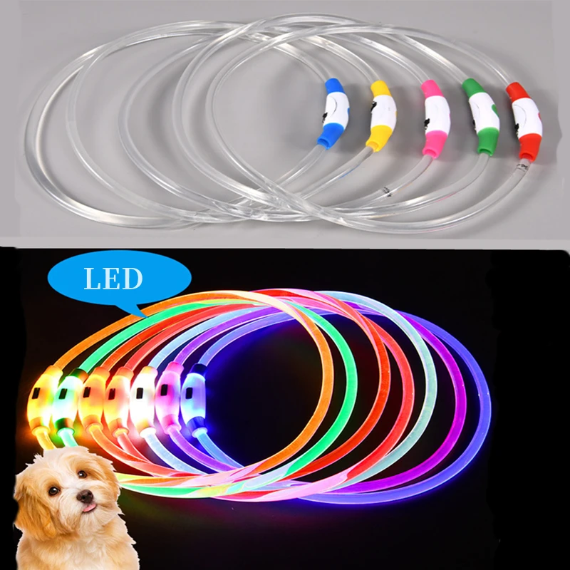 Luminous Dog Collar Light Charge Cat Necklace, Led Fashion Flashing DIY Glowing Safety Collar for Dogs Nighttime Pet Accessorie - Imagem 3