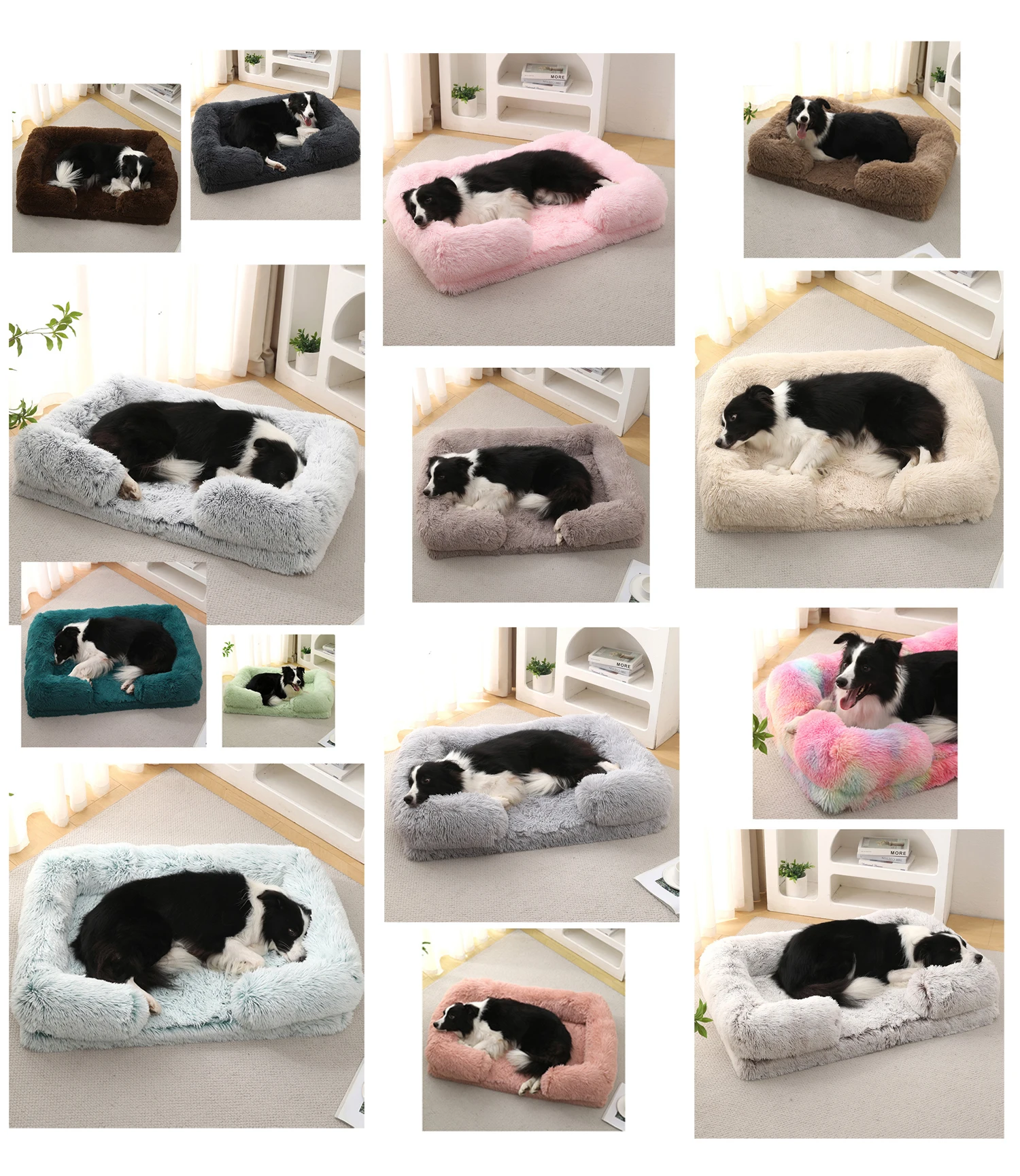 Half Surround Dog Bed Soft Square Pet Cat Sofa Full Filling Medium Pet Dog Kennel Plush Cat Cushion House - Image 5