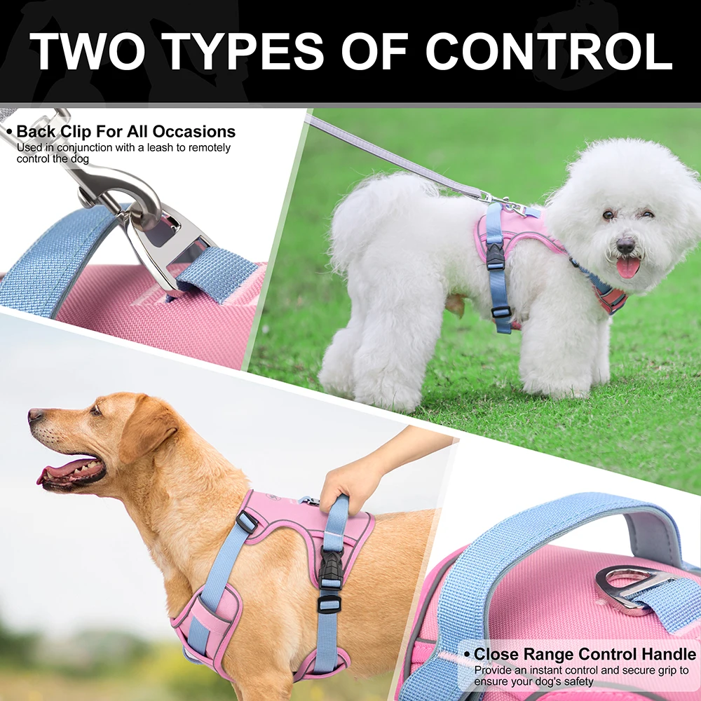 Mesh Breathable Dog Harness Nylon Reflective Dog Harnesses Vest Durable Pet Training Vest Adjustable for Small Medium Large Dogs - Imagen 3