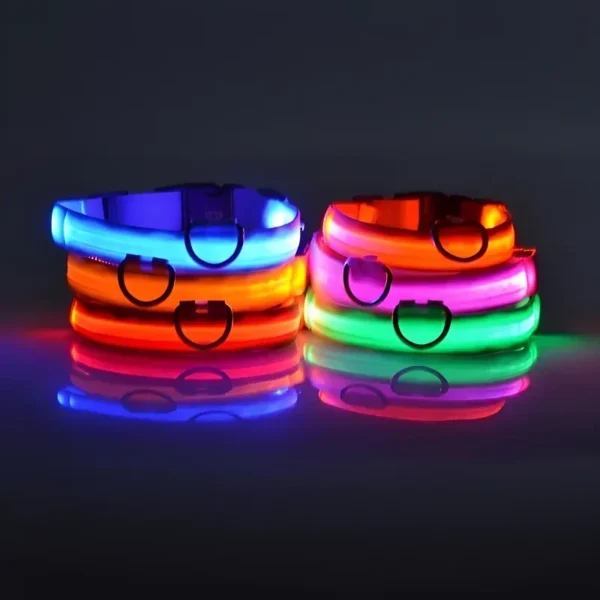 Dog Collar Nylon LED Night Safety Flashing Glow In The Dark Pet Dog Leash pet Dogs Luminous Fluorescent dog accessories collar - Imagen 3