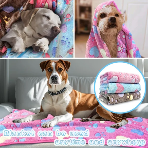 1-Pack Cozy Plush Pet Blanket With Paw Print Design, Soft Fleece Dog Bed Mat Sleeping Pad - For Dogs & Cats - Perfect for Snuggl - Image 5